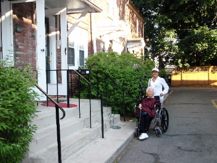 Grandma in front of my apartment