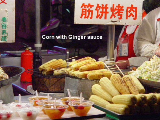 Corn with ginger sauce
